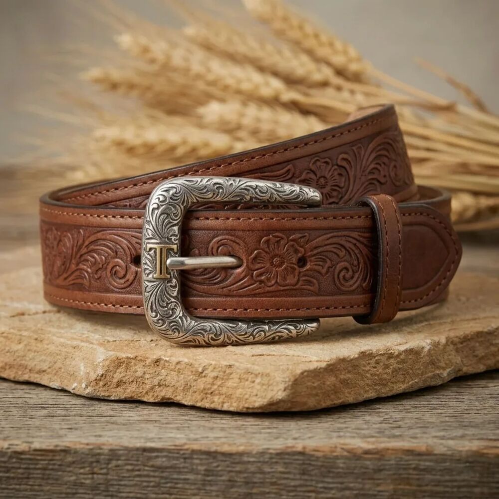 Lucchese Bootmaker medium brown / tan genuine leather strap; | Sz 40
